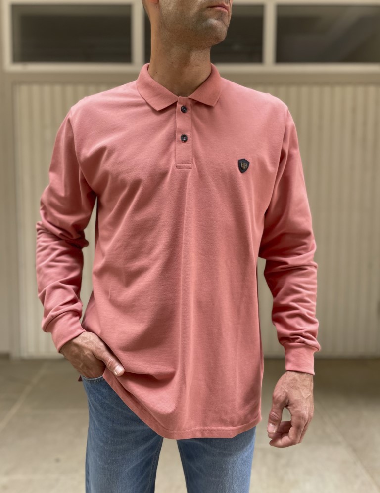 Everbest Everbest ανδρική ροζ Polo πικέ μπλούζα plus size 2410200R
